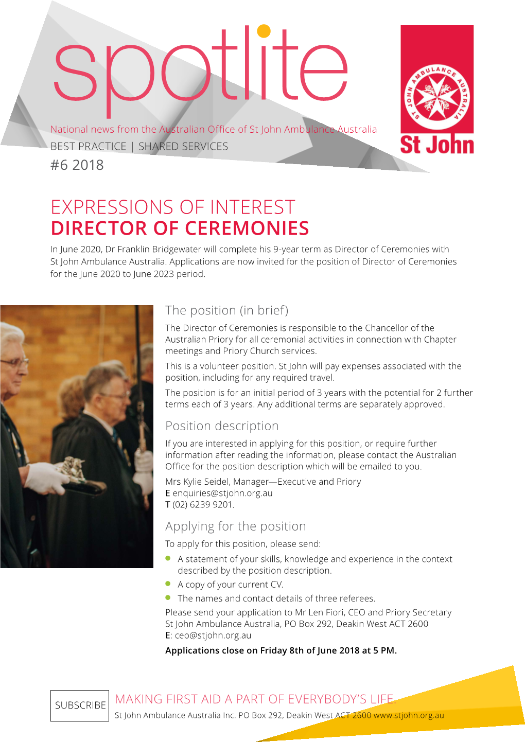 Expressions of Interest Director of Ceremonies