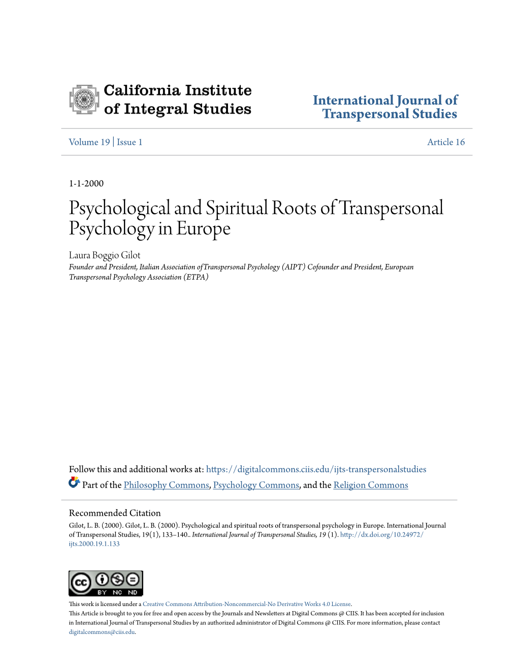 Psychological and Spiritual Roots of Transpersonal Psychology in Europe