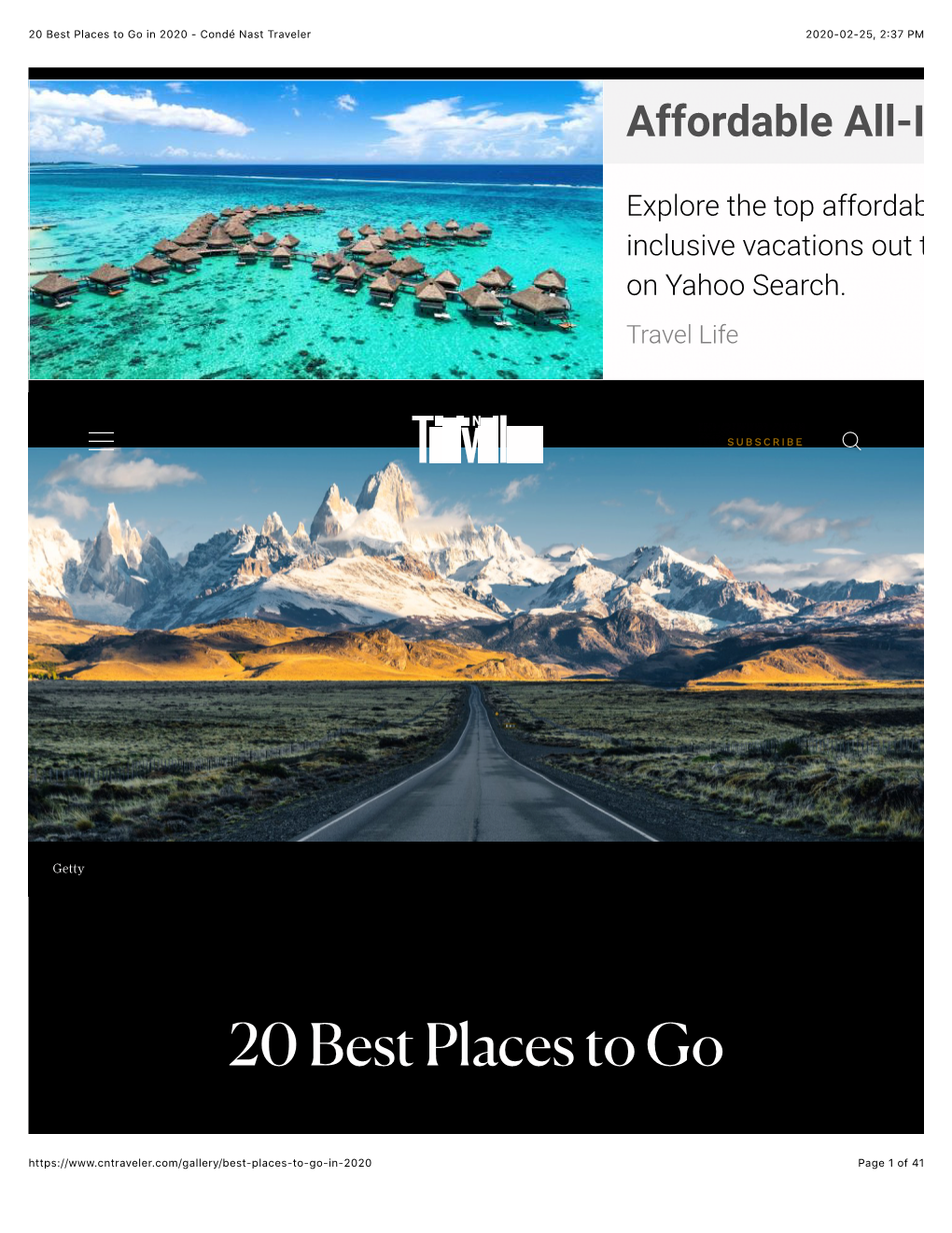 20 Best Places to Go in 2020 - Condé Nast Traveler 2020-02-25, 2:37 PM