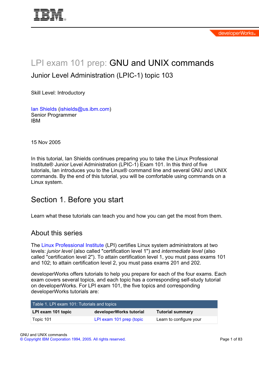 LPI Exam 101 Prep: GNU and UNIX Commands Junior Level Administration (LPIC-1) Topic 103