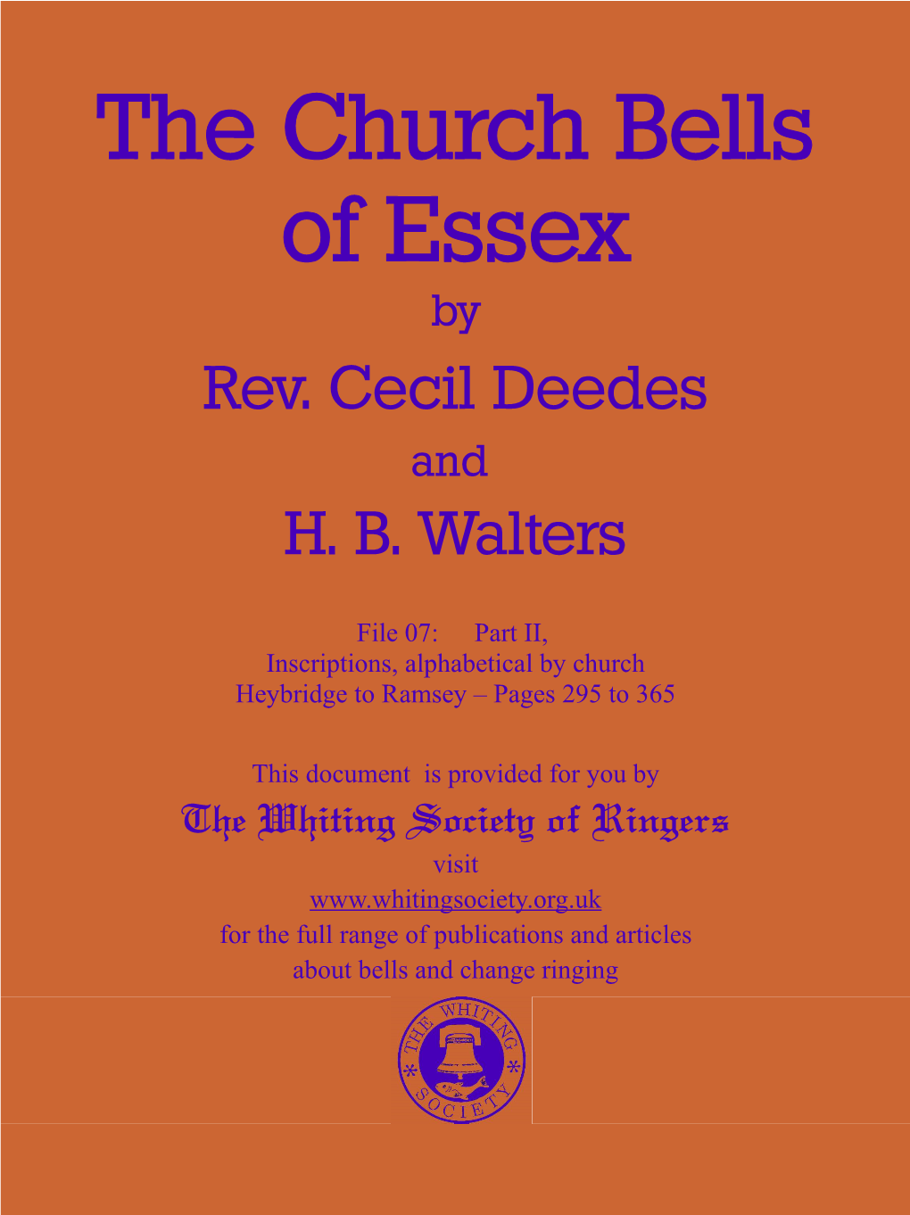The Church Bells of Essex by Rev