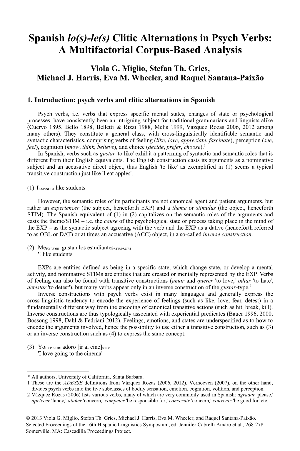 Clitic Alternations in Psych Verbs: a Multifactorial Corpus-Based Analysis