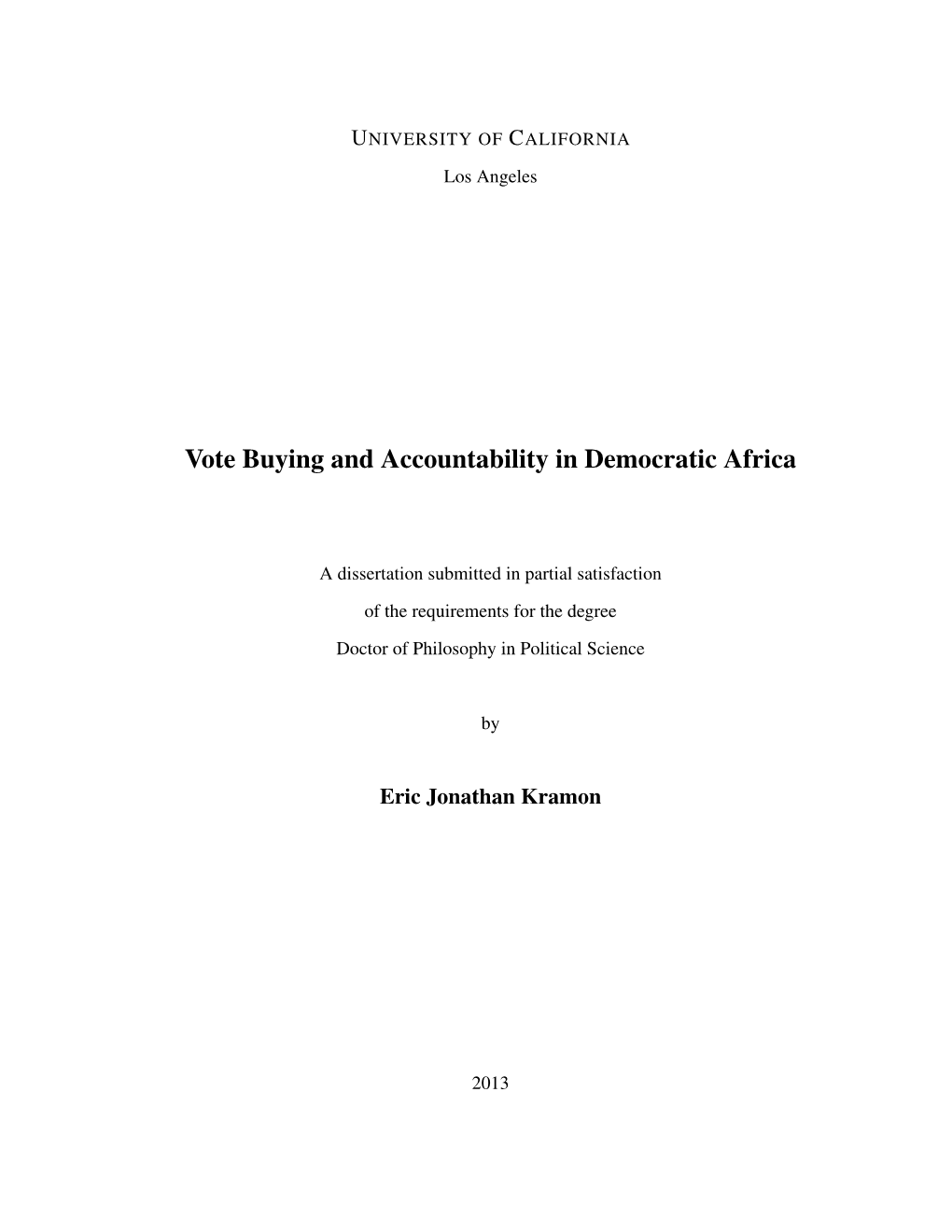 Vote Buying and Accountability in Democratic Africa