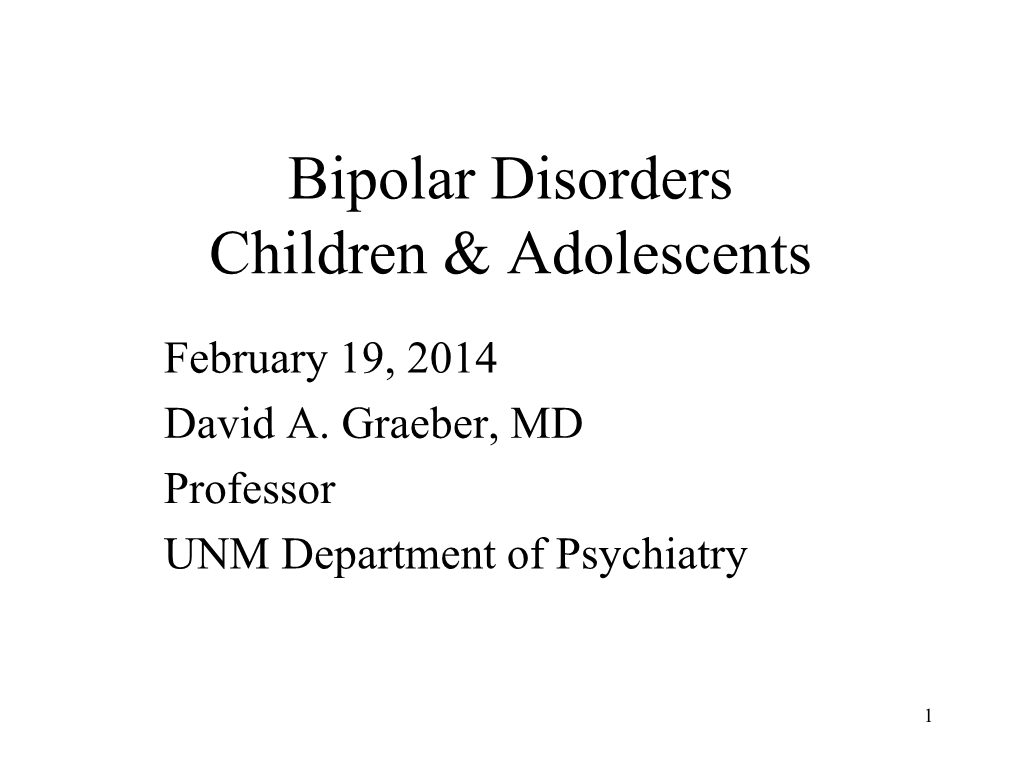 Bipolar Disorders Children & Adolescents