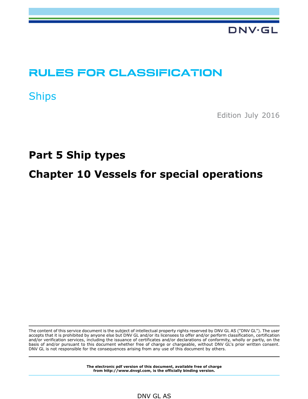 DNVGL-RU-SHIP-Pt5ch10 Vessels For