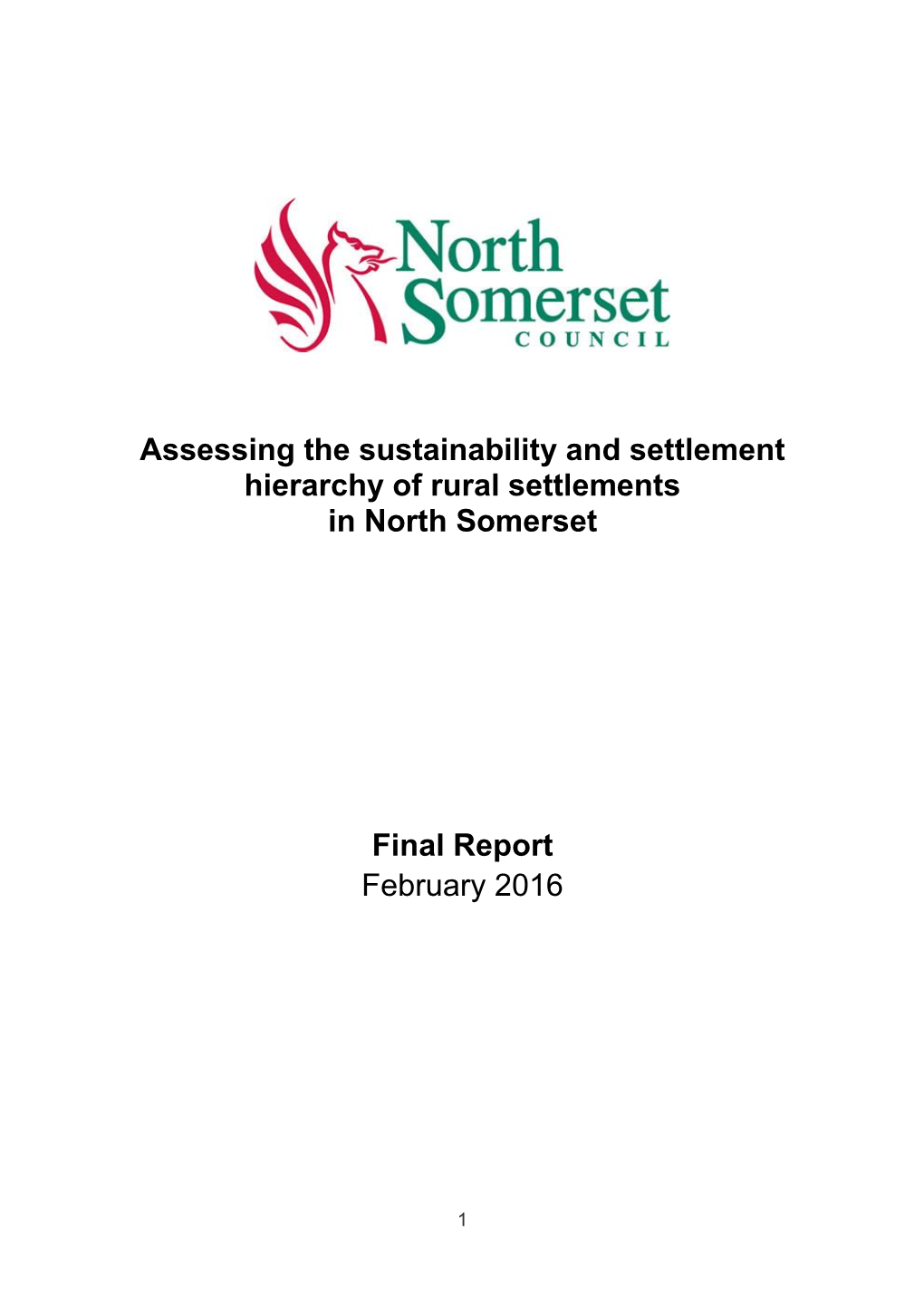 Sustainability Assessment of Rural Settlements in North Somerset