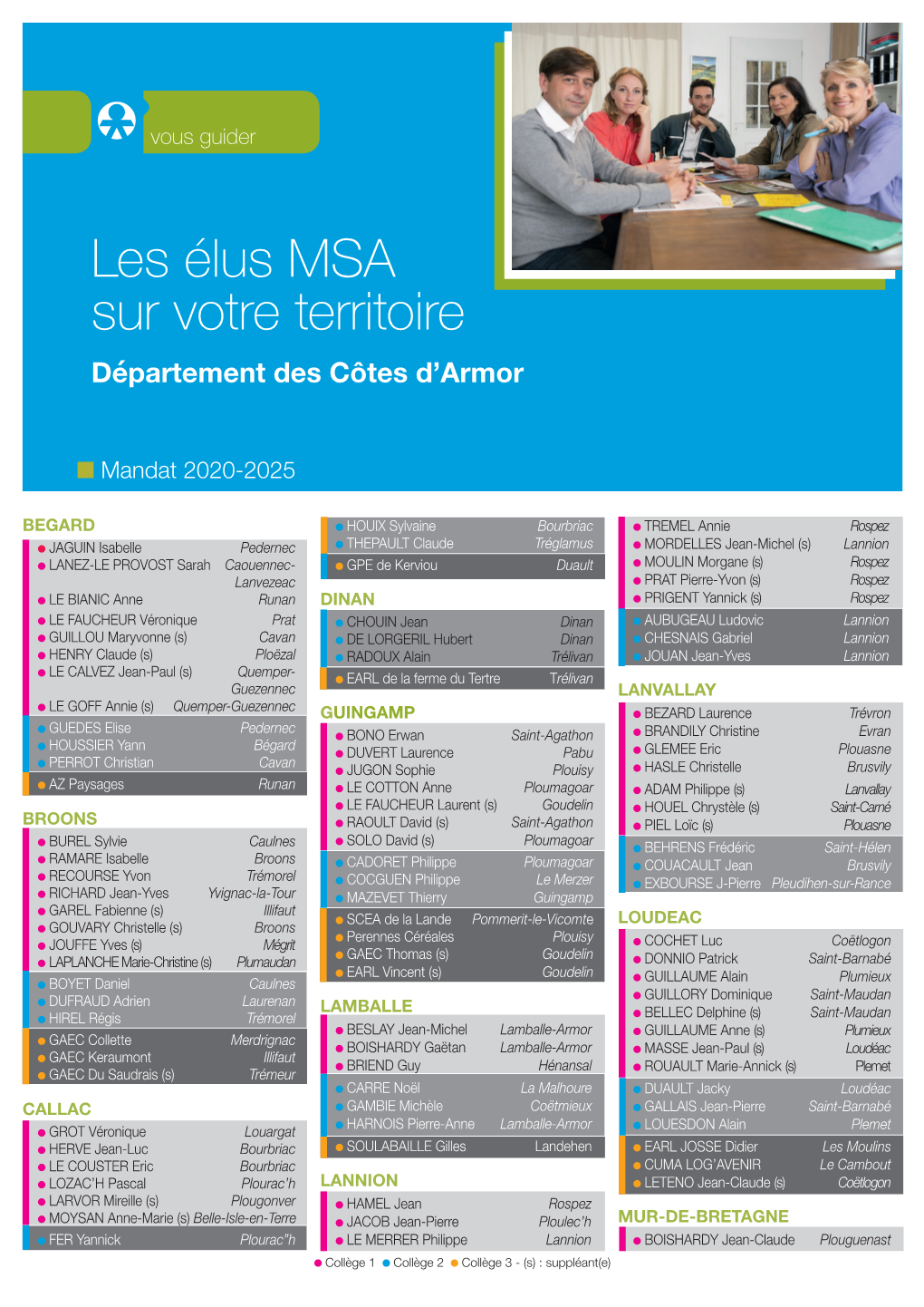 Les Élus MSA Sur Votre Territoire Département Des Côtes D’Armor