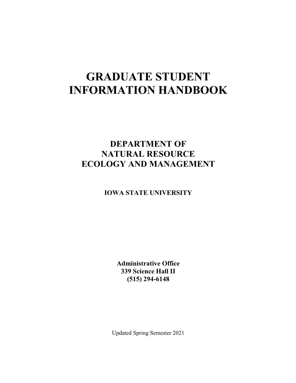 Graduate Student Information Handbook