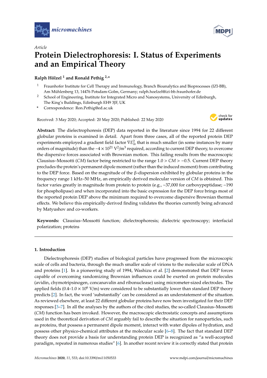 Protein Dielectrophoresis: I. Status of Experiments and an Empirical Theory