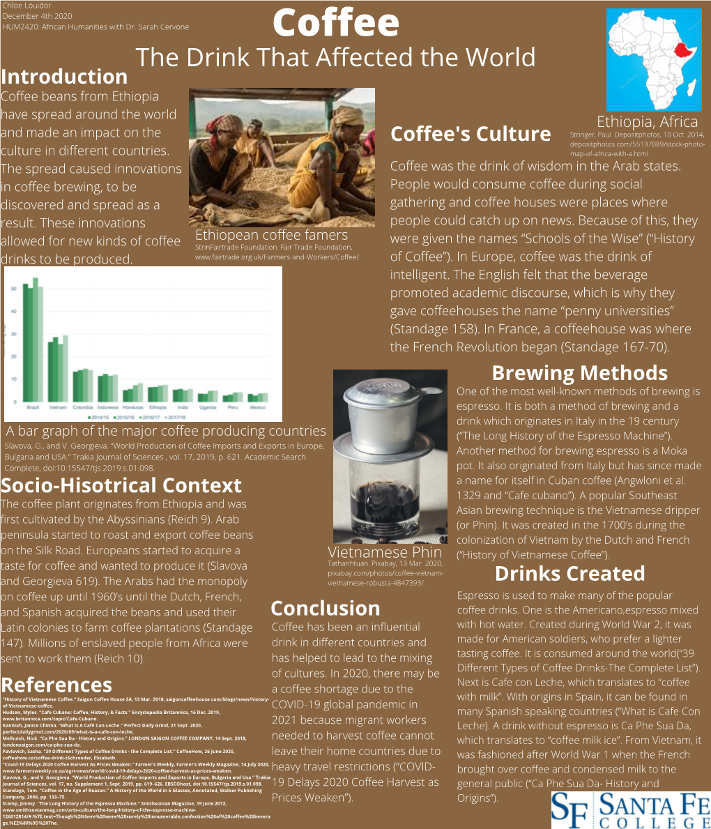 Brewing Methods One of the Most Well-Known Methods of Brewing Is Espresso