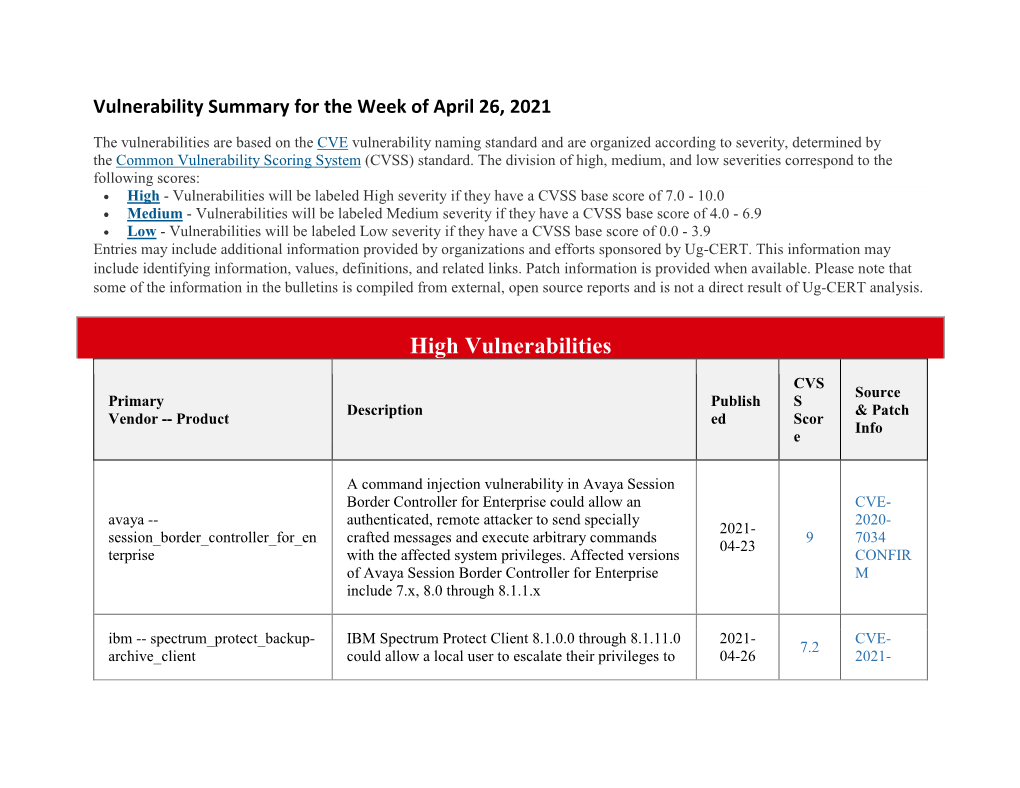 High Vulnerabilities