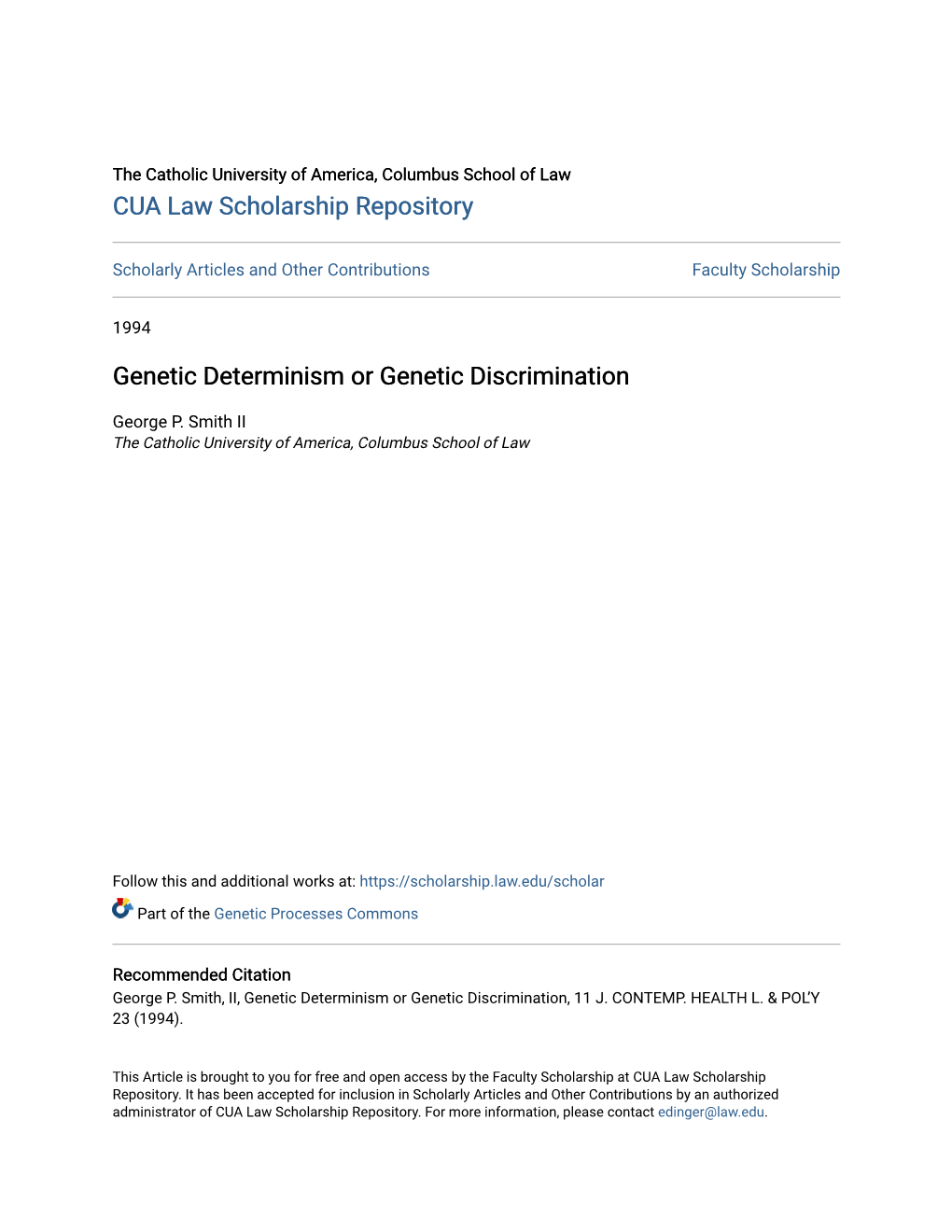 Genetic Determinism Or Genetic Discrimination