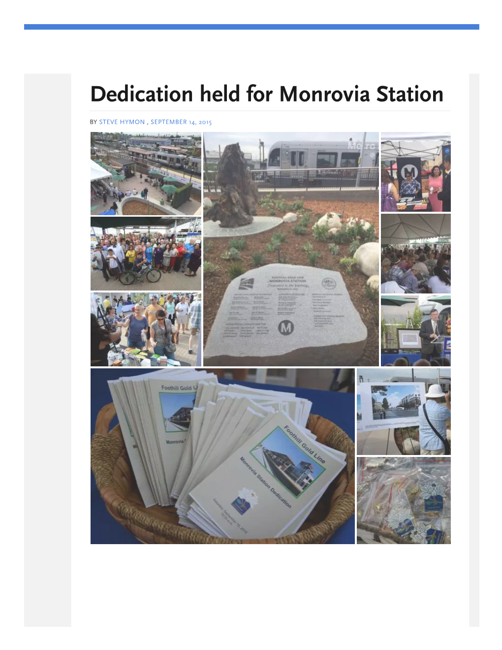 Dedication Held for Monrovia Station