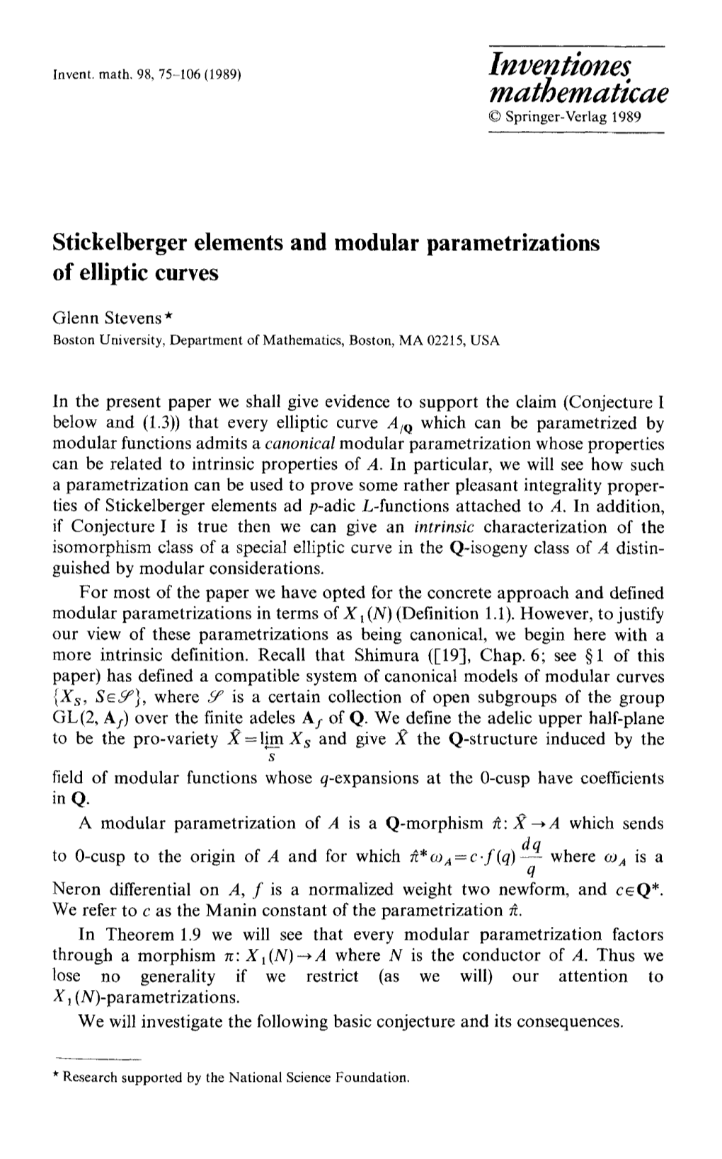 Stickelberger Elements and Modular Parametrizations of Elliptic Curves