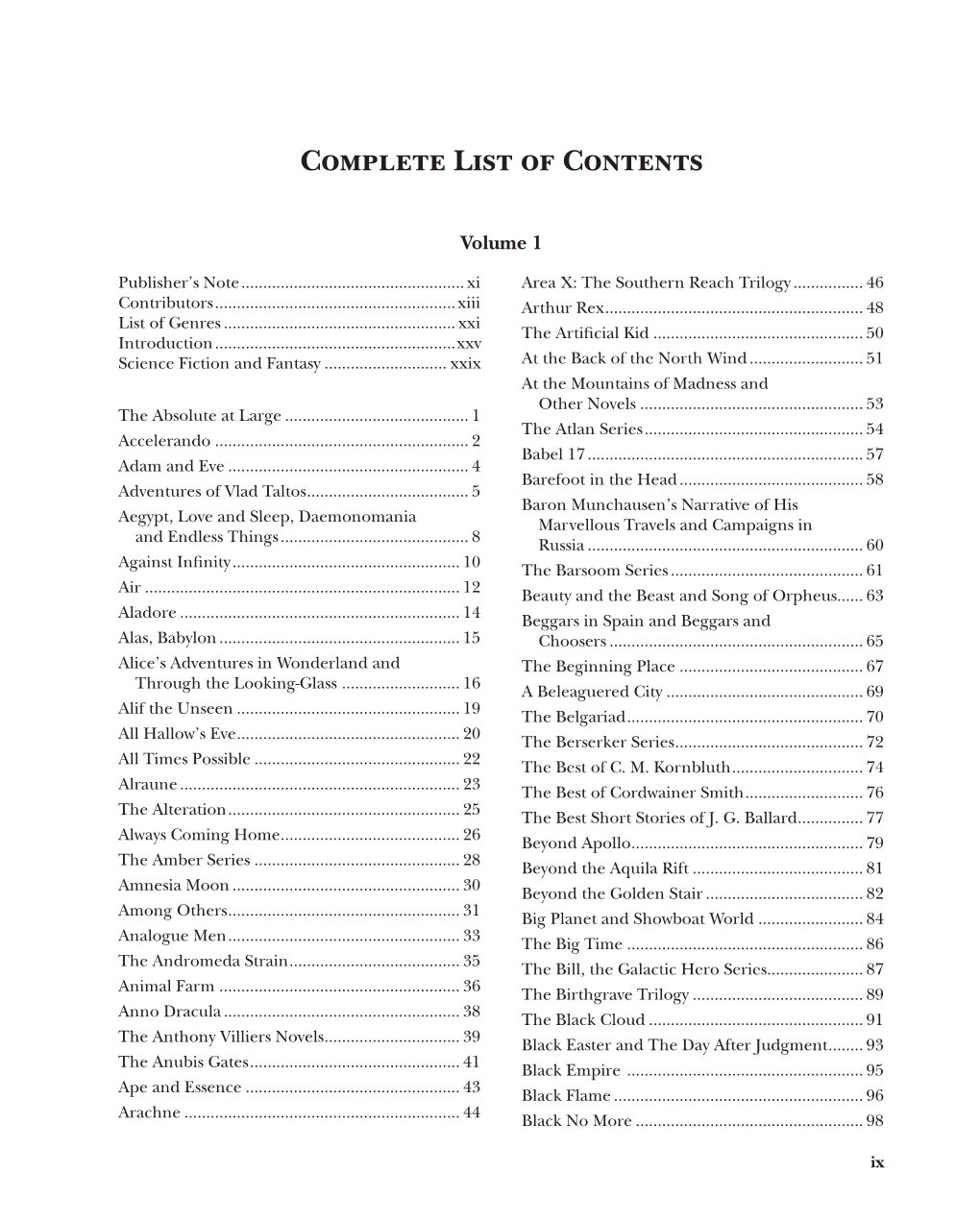 Table of Contents