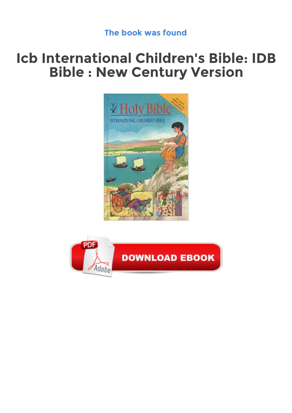 Free Icb International Children's Bible: IDB Bible : New Century