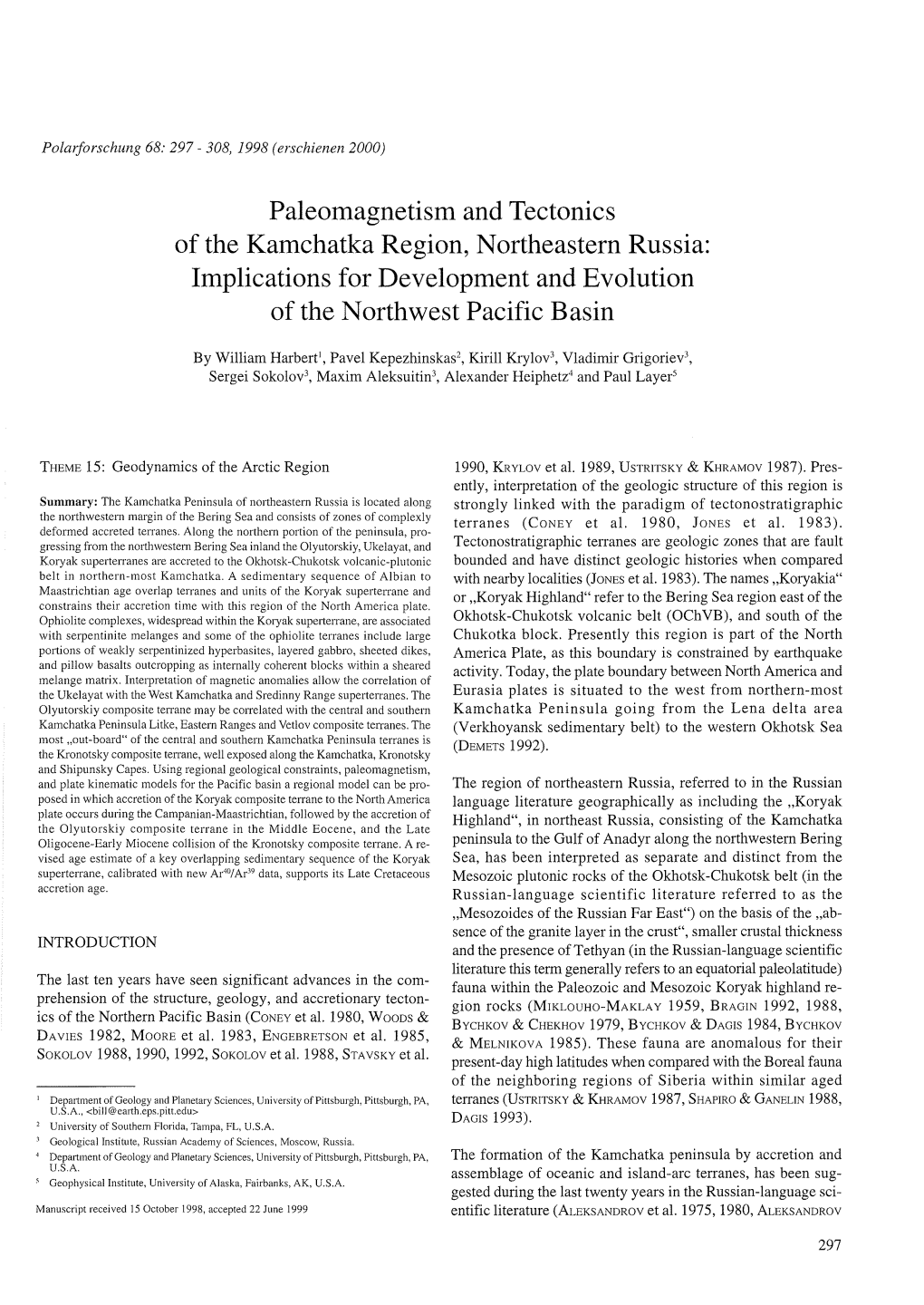 Paleomagnetism and Teetonics of the Kamchatka Region, Northeastern Russia: Implications for Development and Evolution of the Northwest Pacific Basin