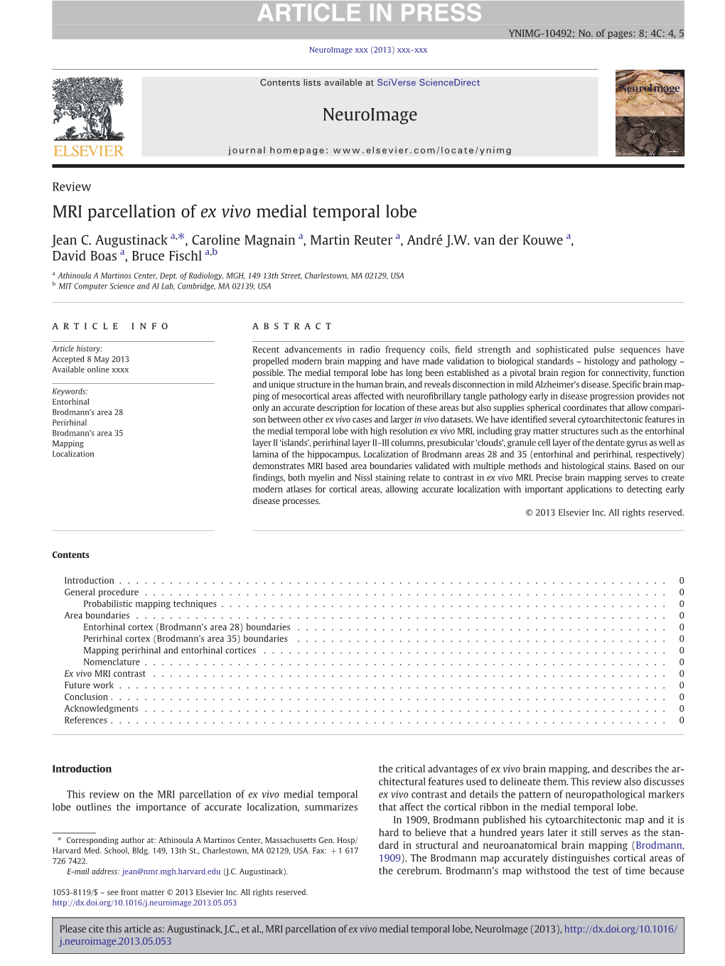 MRI Parcellation of Ex Vivo Medial Temporal Lobe