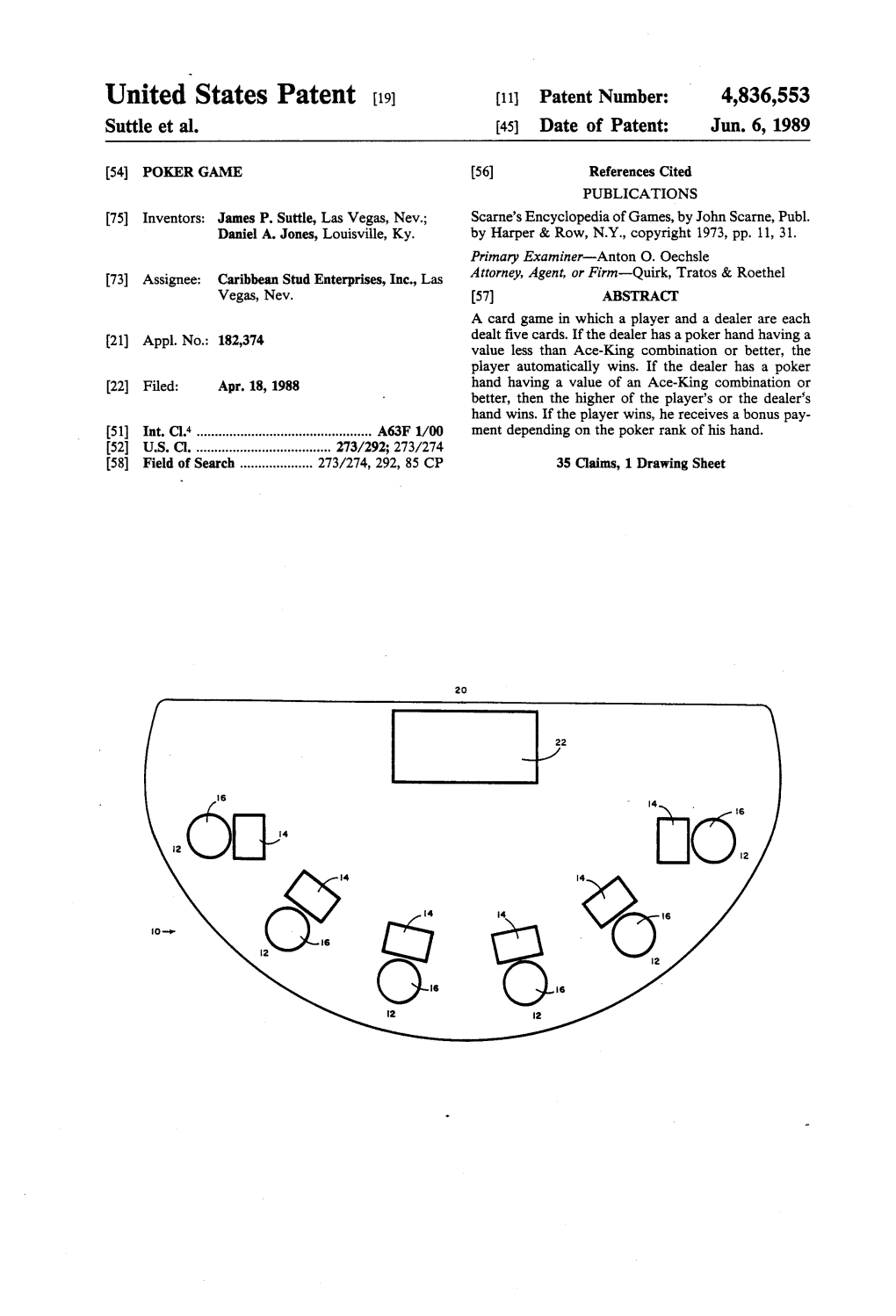 United States Patent (19) [11] Patent Number: 4,836,553 Suttle Et Al