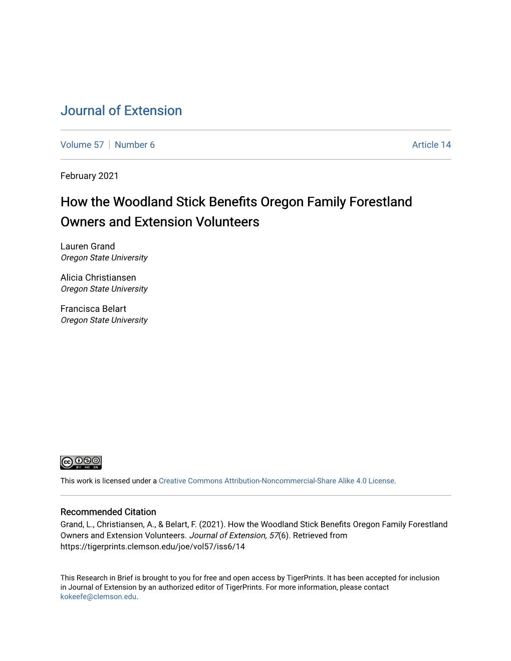 How the Woodland Stick Benefits Oregon Family Forestland Owners and Extension Volunteers