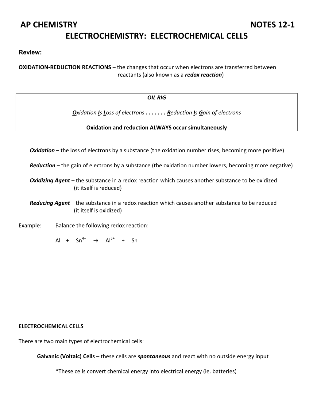 Electrochemical Cells