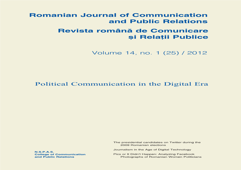Romanian Journal of Communication and Public Relations Revista
