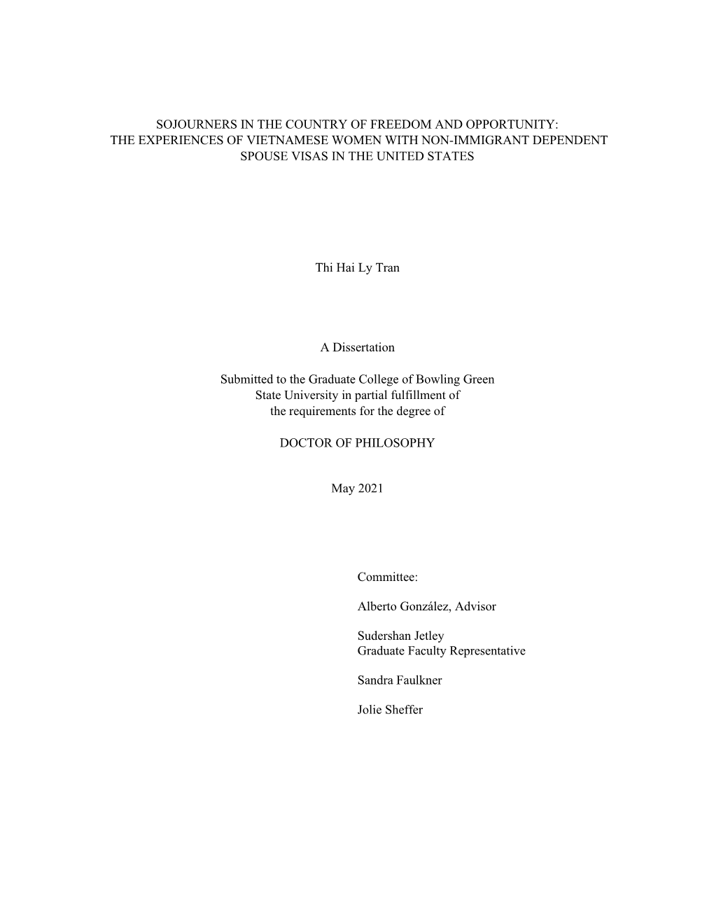 The Experiences of Vietnamese Women with Non-Immigrant Dependent Spouse Visas in the United States