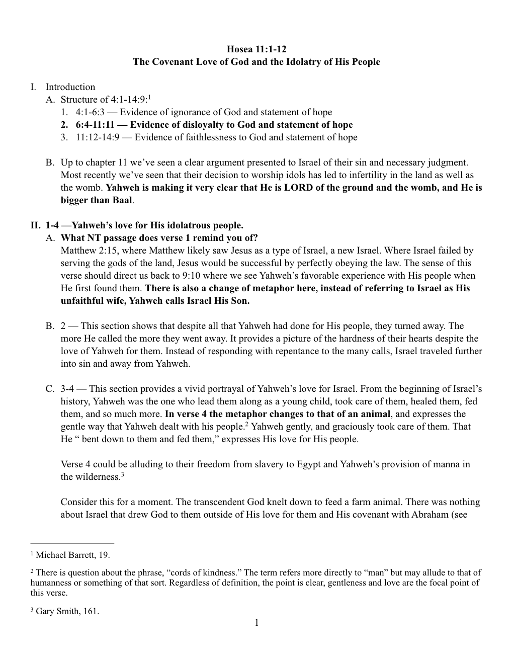 Hosea 11:1-12 the Covenant Love of God and the Idolatry of His People