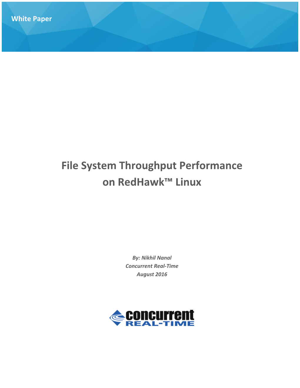 File System Throughput Performance on Redhawk™ Linux