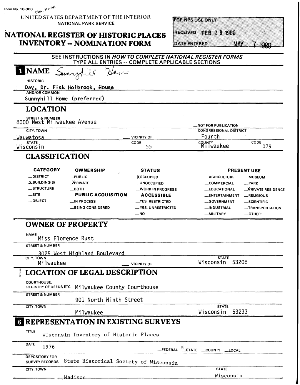 National Register of Historic Places Inventory - Nomination Form