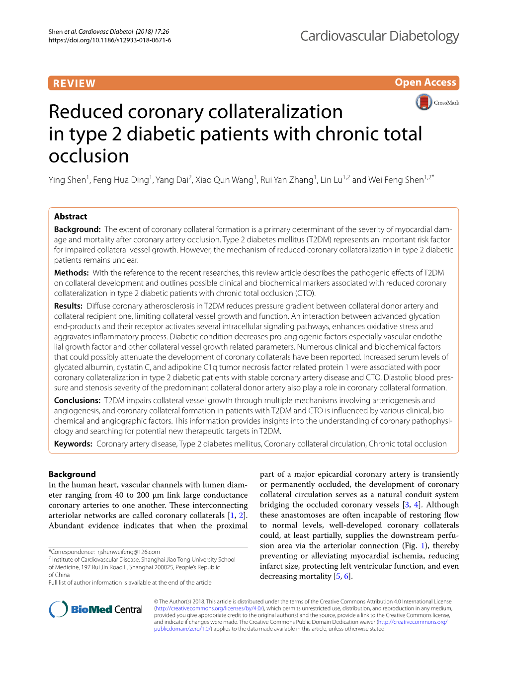 Reduced Coronary Collateralization in Type 2 Diabetic Patients with Chronic