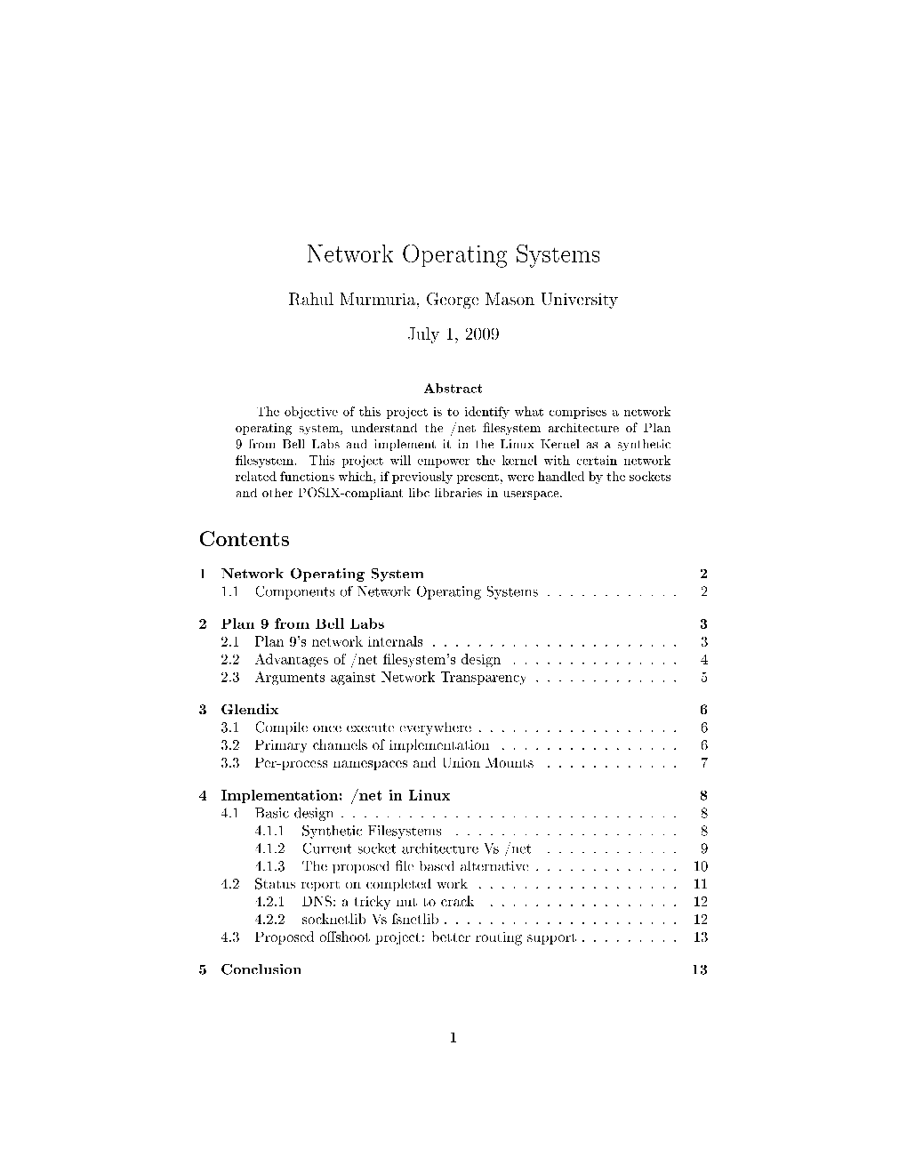 Network Operating Systems Contents