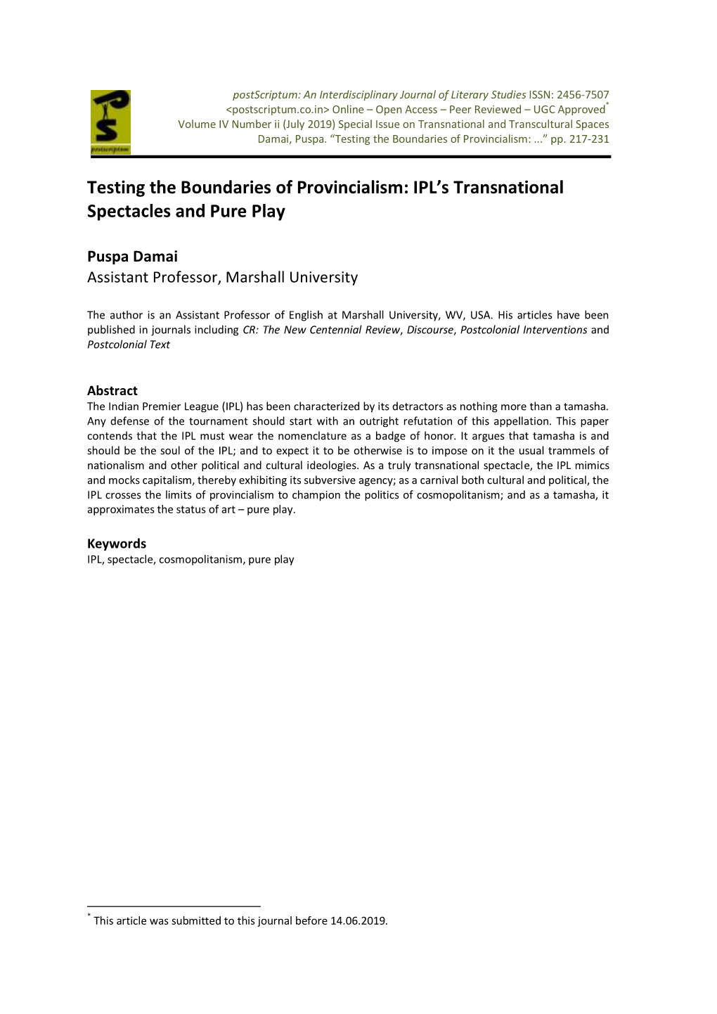 Testing the Boundaries of Provincialism: ...” Pp