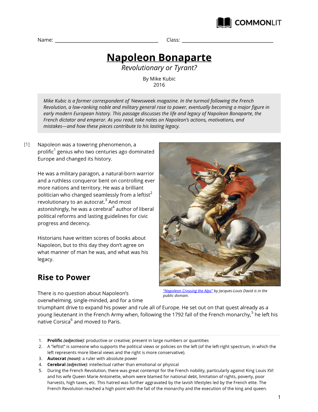 Napoleon Bonaparte Revolutionary Or Tyrant? by Mike Kubic 2016