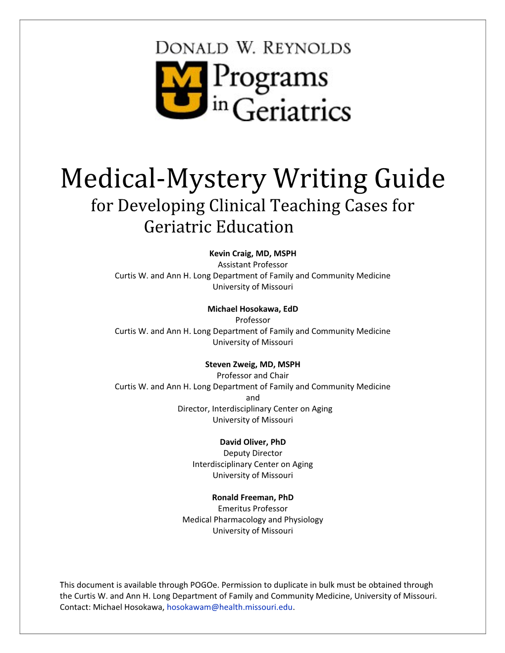 Medical-Mysterywriting Guide