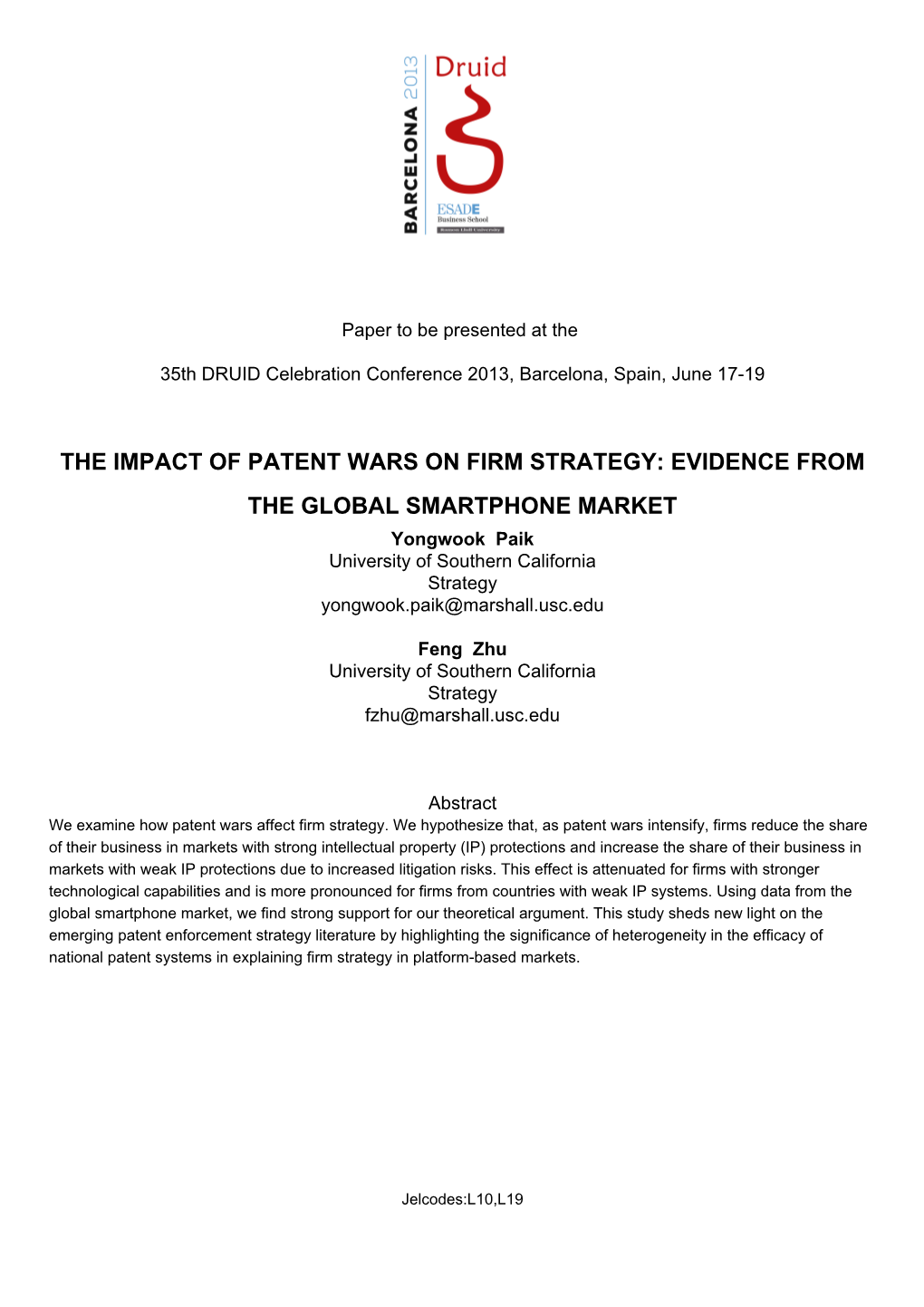 The Impact of Patent Wars on Firm Strategy: Evidence from the Global Smartphone Market