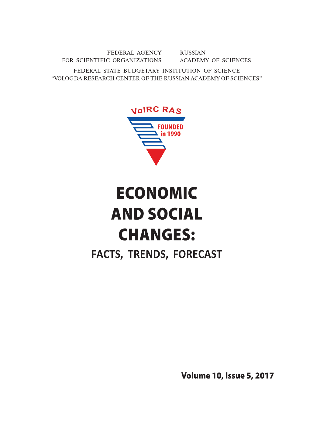 Economic and Social Changes: Facts, Trends, Forecast