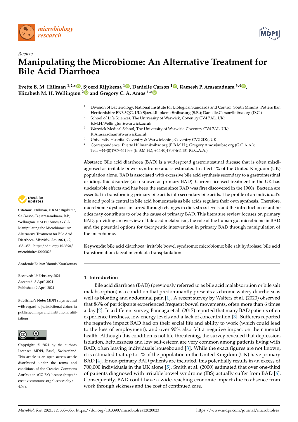 An Alternative Treatment for Bile Acid Diarrhoea