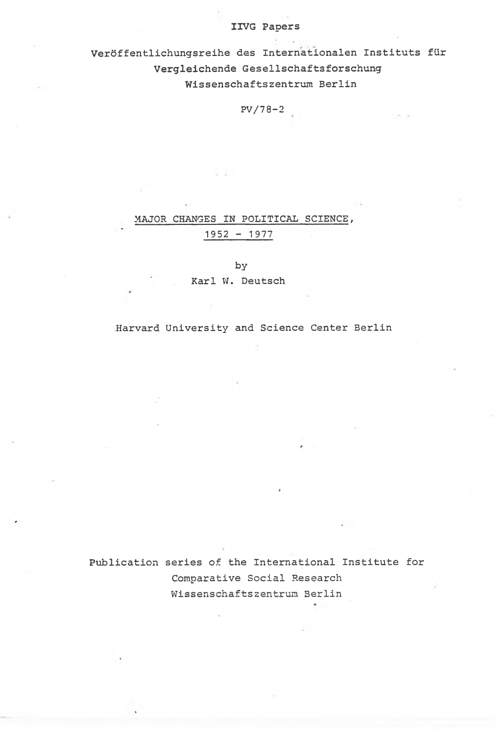 IIVG Papers Veröffentlichungsreihe Des Internationalen Instituts Für