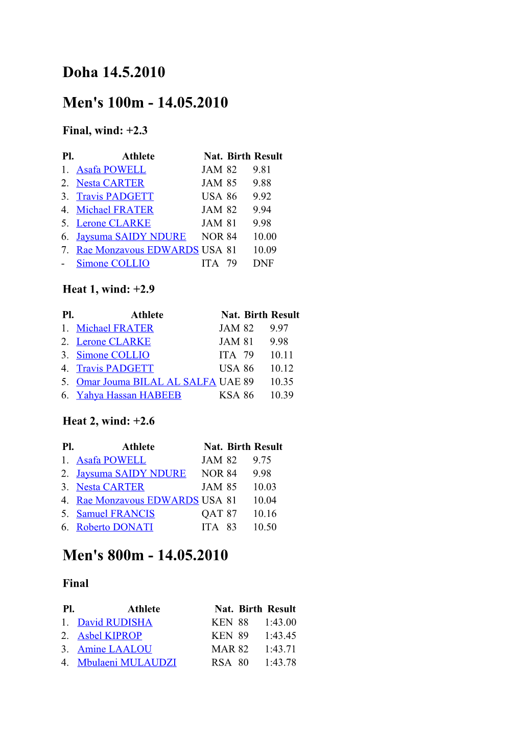 Men's Triple Jump - 14.05.2010