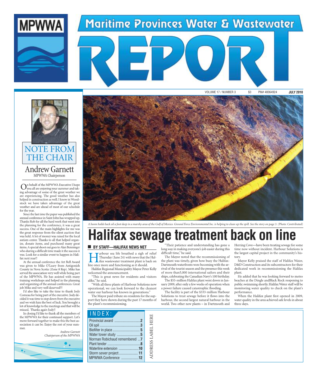 Halifax Sewage Treatment Back on Line Autism Center