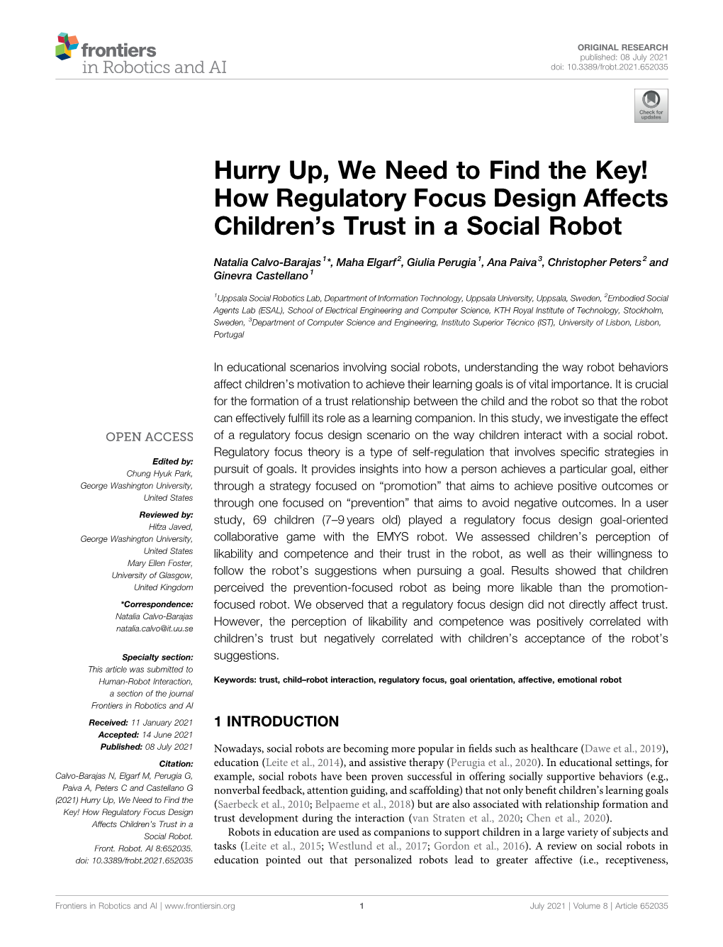 How Regulatory Focus Design Affects Children's Trust in a Social Robot