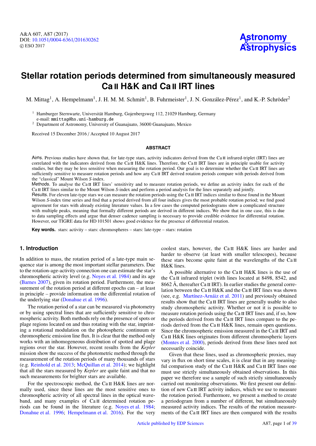 Stellar Rotation Periods Determined from Simultaneously Measured Ca Ii H&K and Ca Ii IRT Lines M