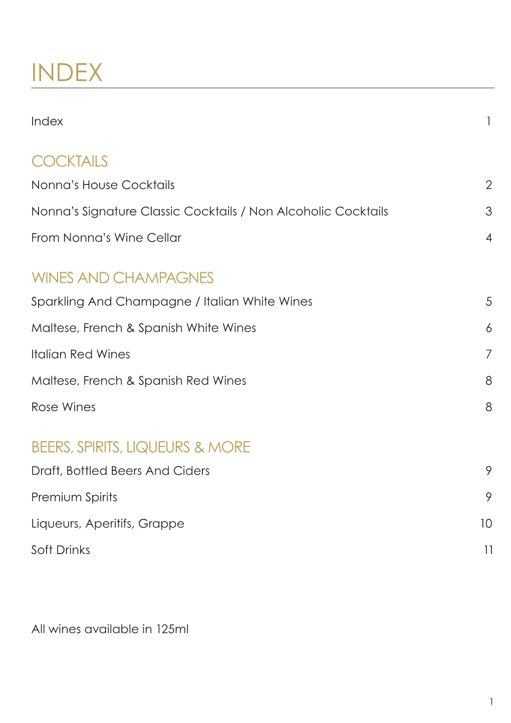 Cocktails Wines and Champagnes Beers, Spirits