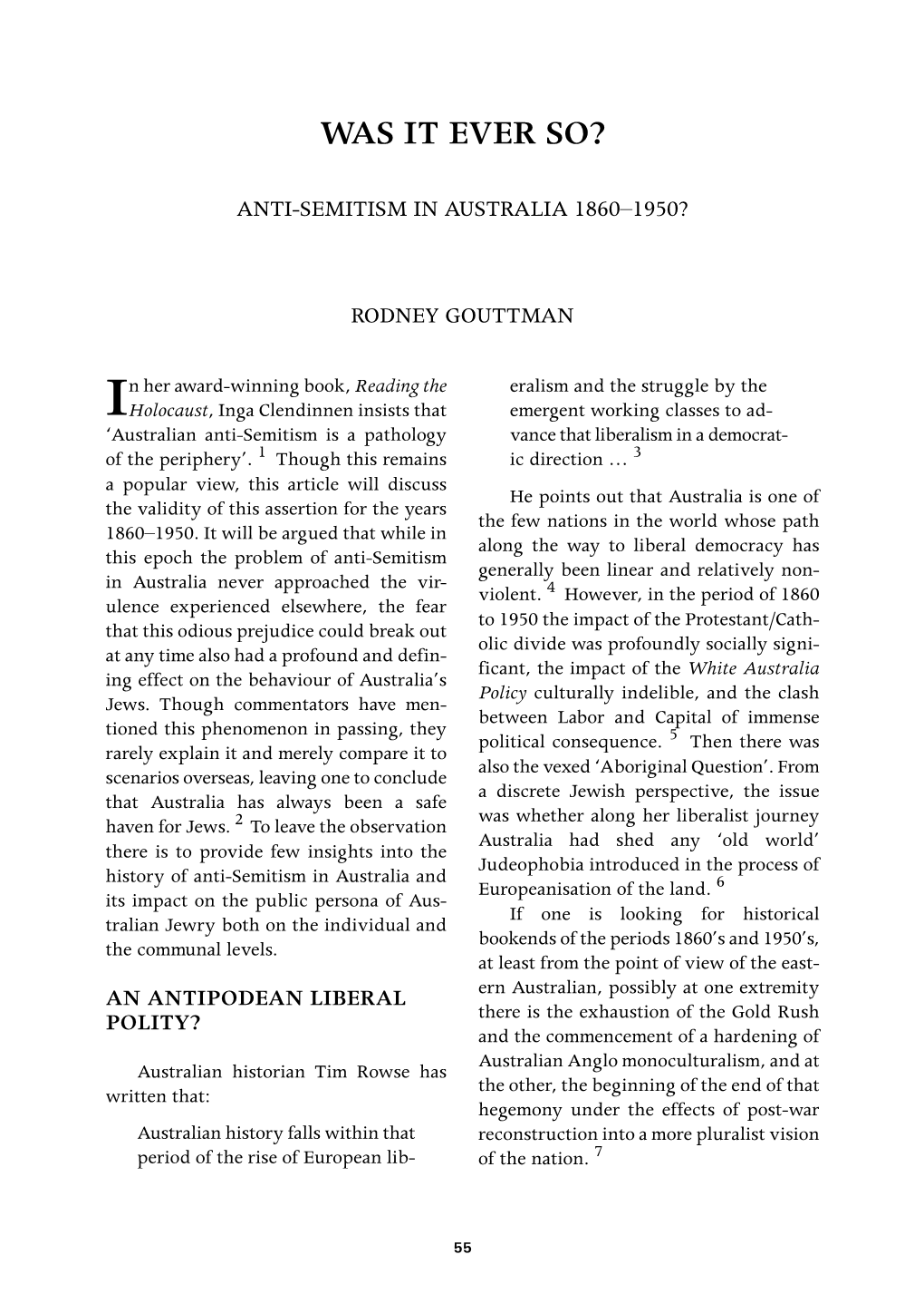 Anti-Semitism in Australia 1860–1950?