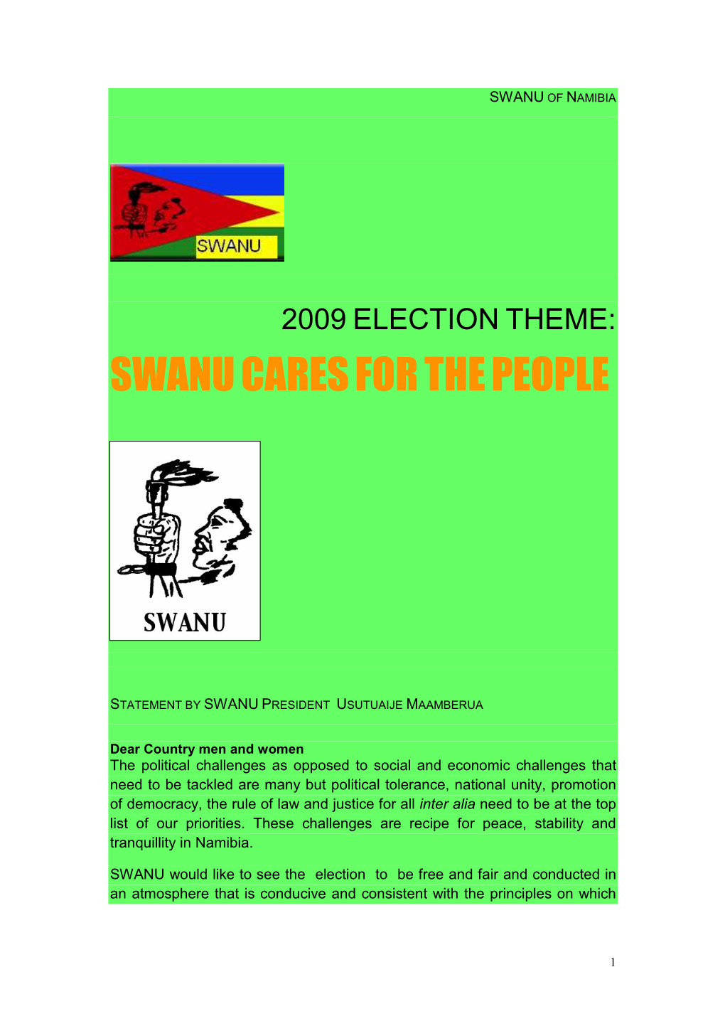 SWANU Manifesto 1