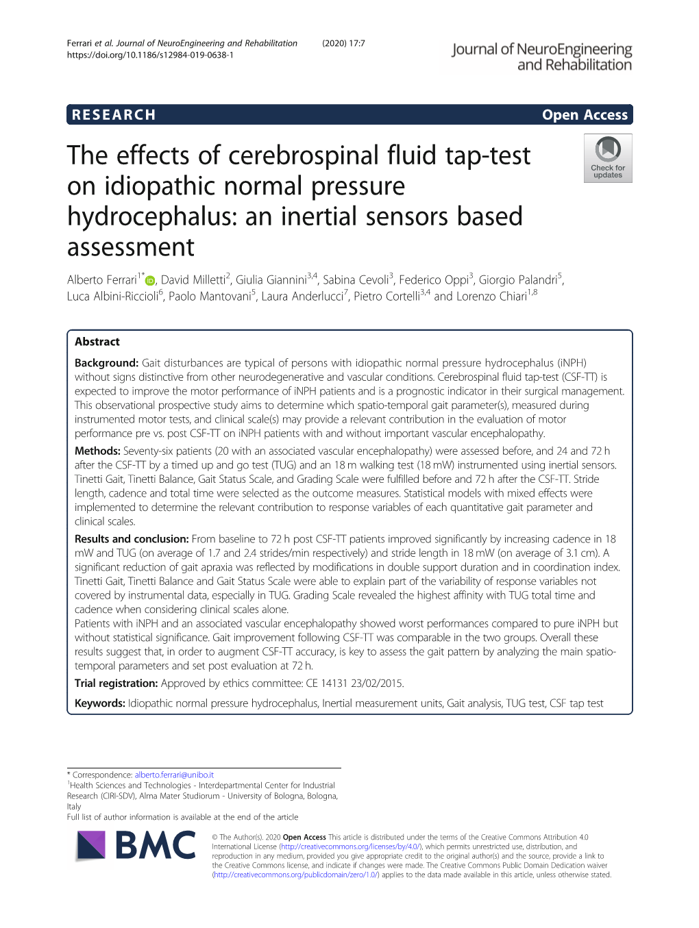The Effects of Cerebrospinal Fluid Tap-Test on Idiopathic Normal