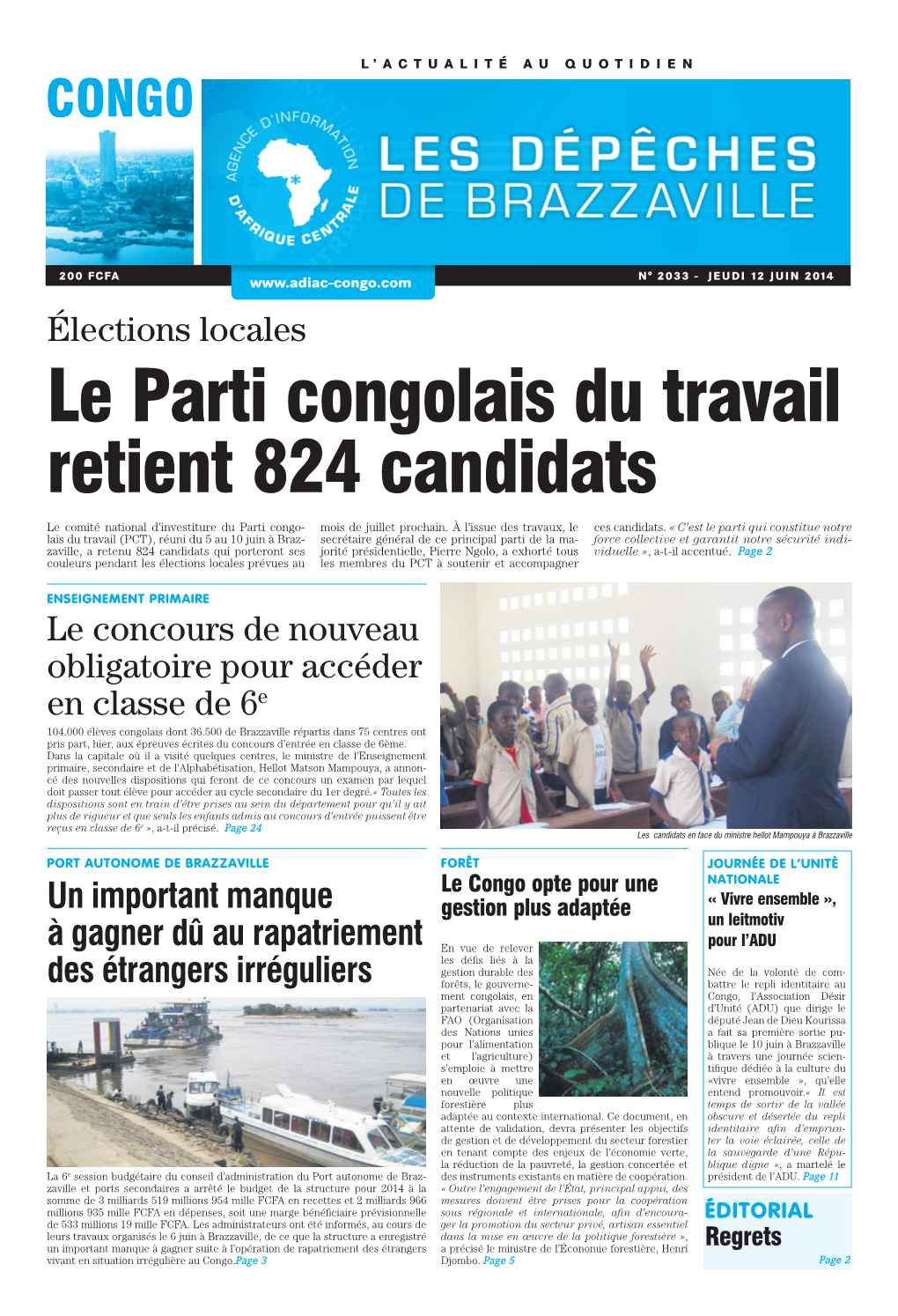 Le Parti Congolais Du Travail Retient 824 Candidats