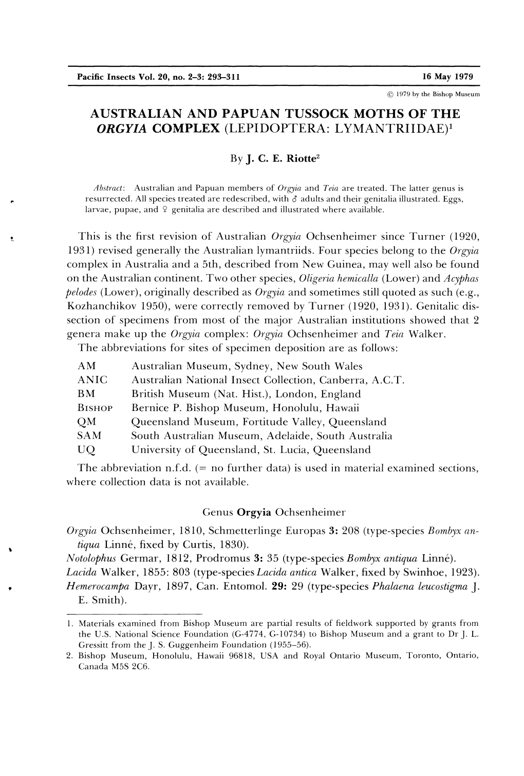 Australian and Papuan Tussock Moths of the Orgyia Complex (Lepidoptera: Lymantriidae)1