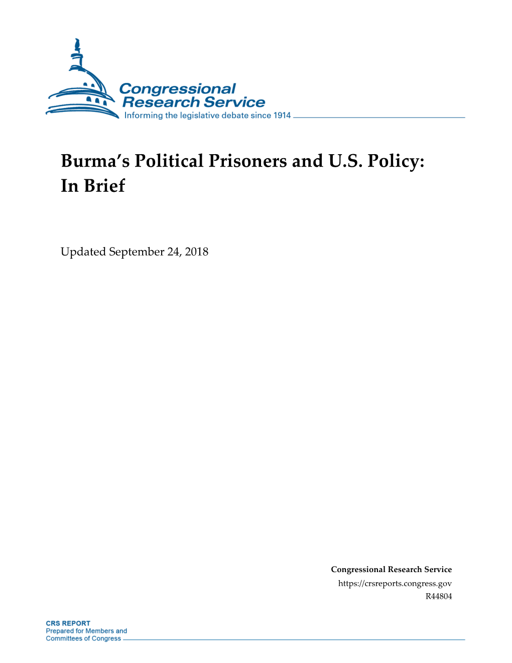 Burma's Political Prisoners and US Policy